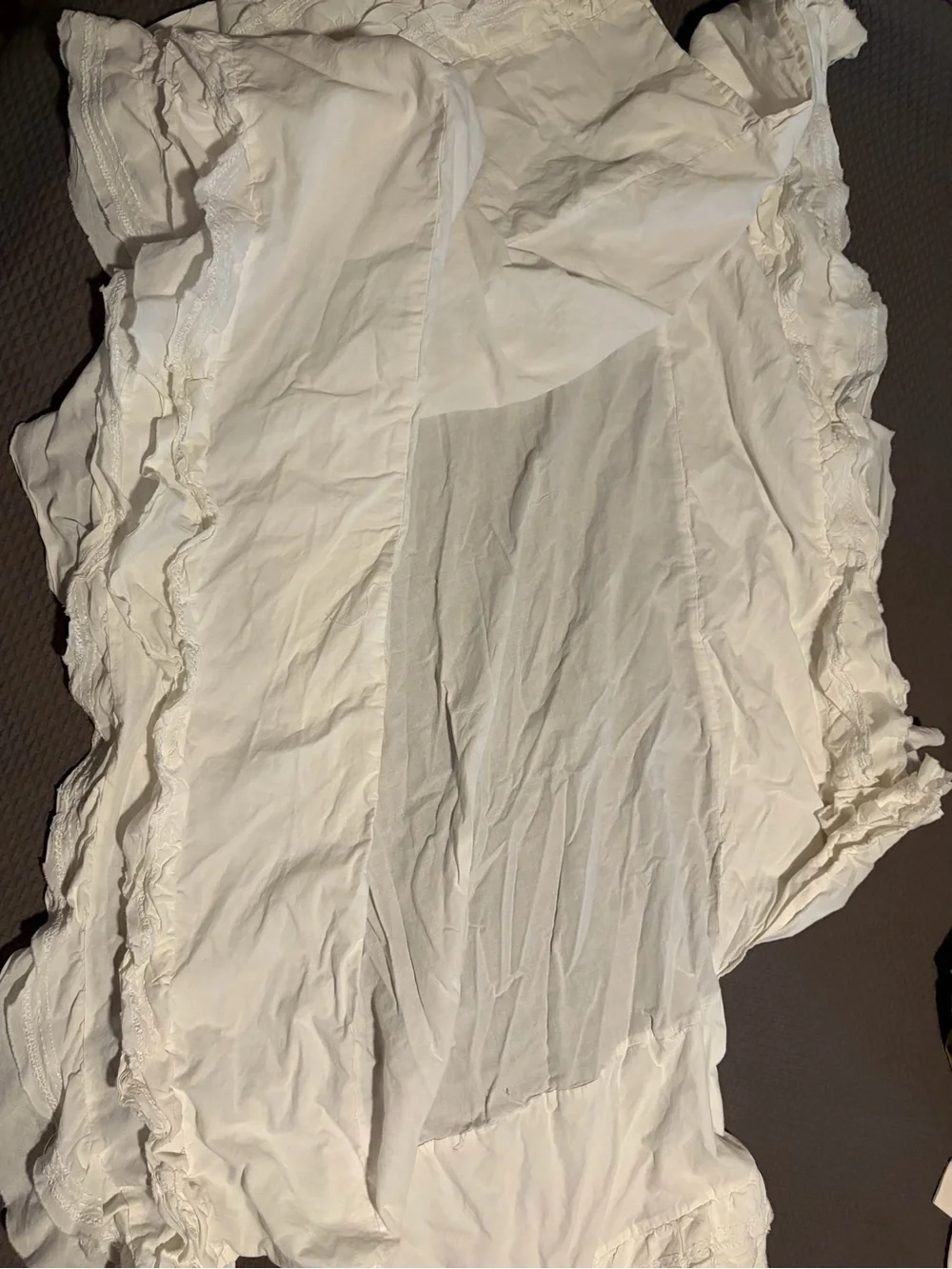 Pottery Barn Kids White Ruffled Bed Skirt and crib sheet